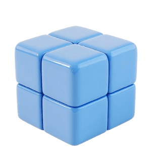 Decor: blue cartoonish rubik's cube