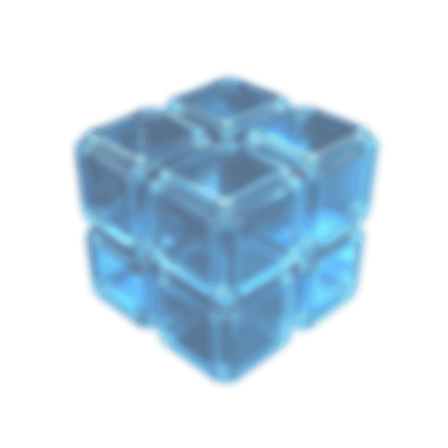 Decor: blue glass blurred cube