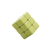 Decor: Yellow cartoonish Rubick`s cube